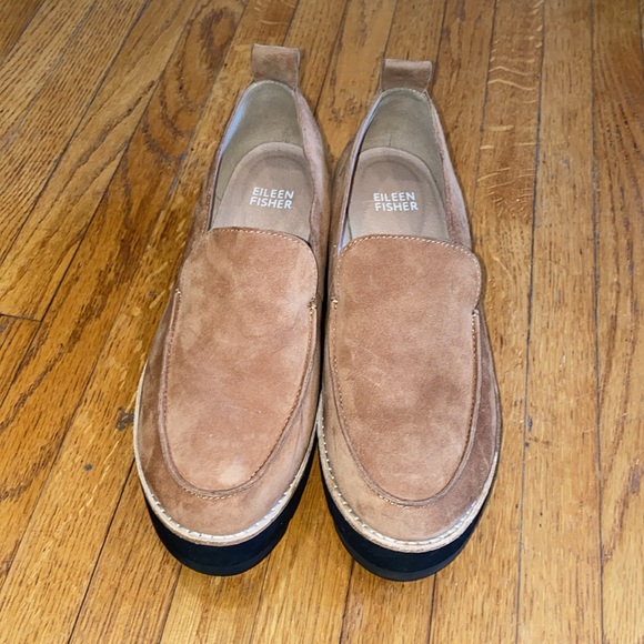 Eileen Fisher Ells Platform Loafers Size 6.5 Brown Suede Slip On Sneakers - Picture 3 of 10